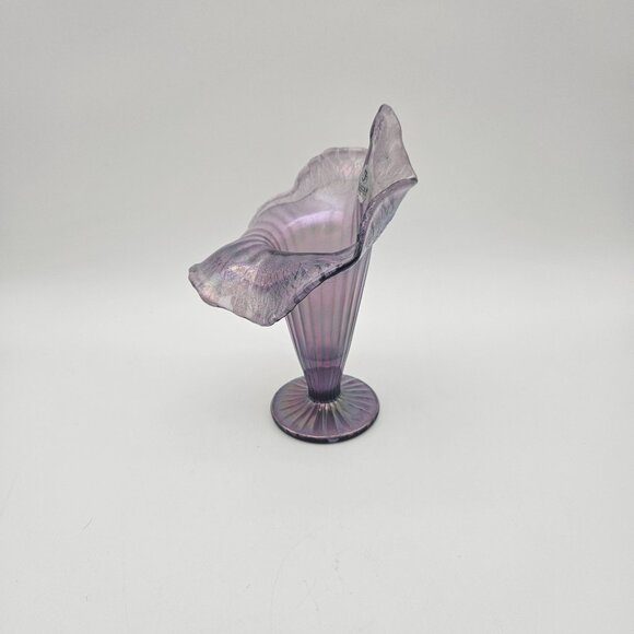Fenton Lavender Purple Iridescent Crackle Jack in the Pulpit Vase - Picture 2 of 9